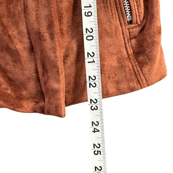 BLANKNYC Moto Jacket Womens M Rust Brown Faux Vegan Soft Suede Modern Boho Chic - Picture 11 of 16